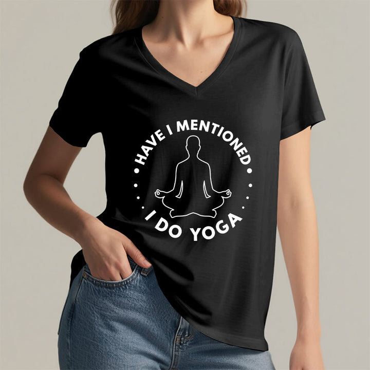 Olivenorma Have I Mentioned I Do Yoga Circular Meditation Figure Graphic Women's V Neck T-Shirt - image 20