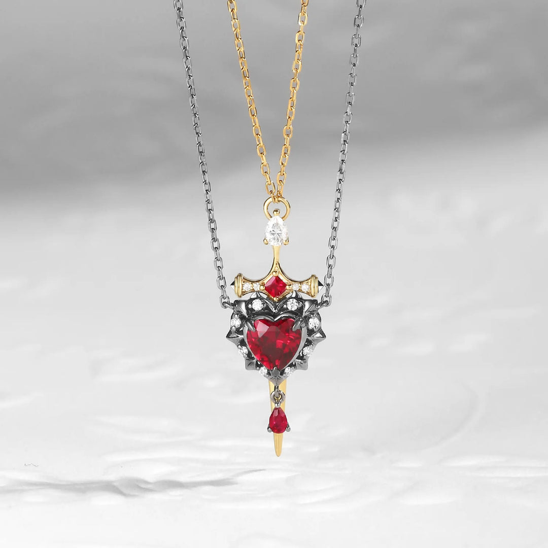FREE Today: 'Cupid's Arrow' - Gothic Heart Cut Garnet Heart Sword Necklace & Ring - image 6