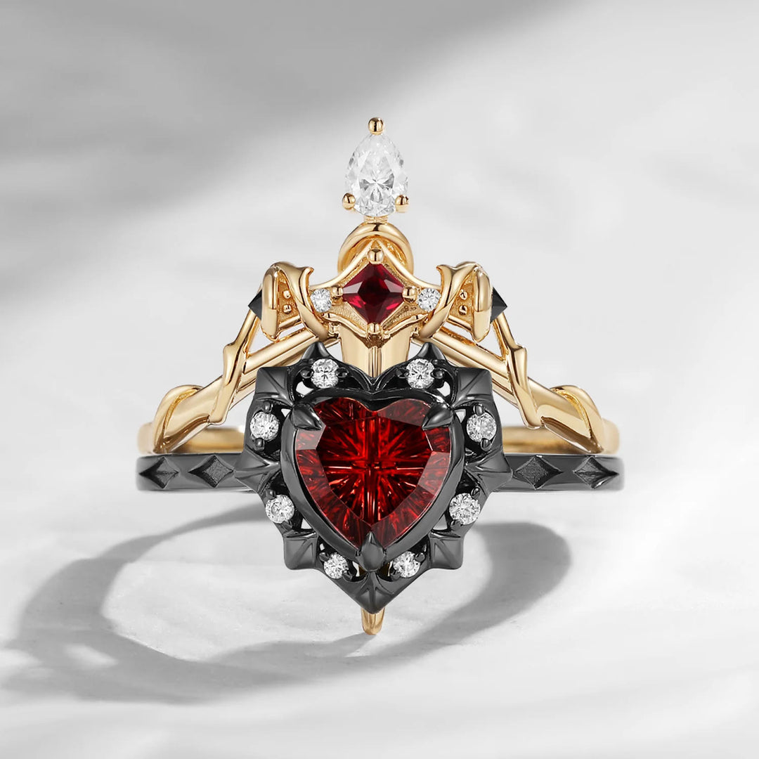 FREE Today: 'Cupid's Arrow' - Gothic Heart Cut Garnet Heart Sword Necklace & Ring - image 2