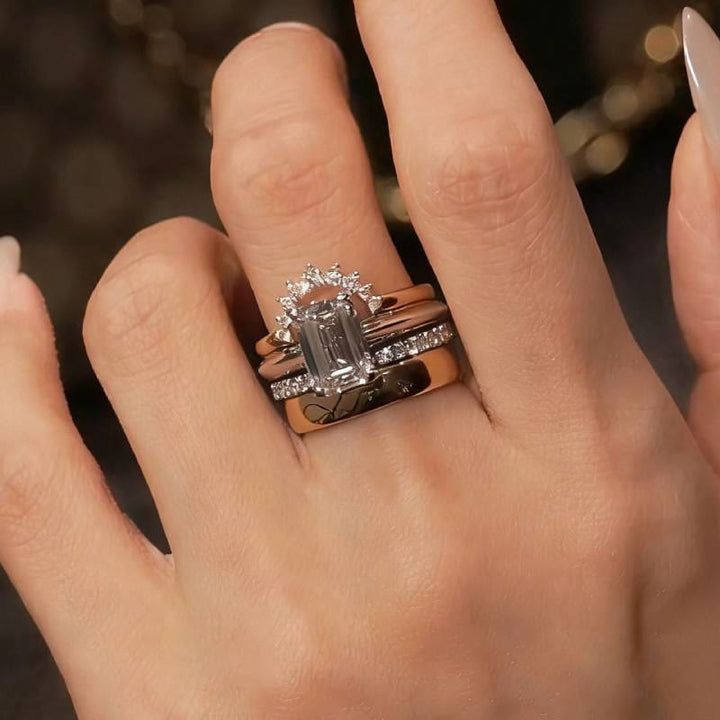 FREE Today: 4PCS Moissanite Cut Engagement Bridal Ring Set - image 3