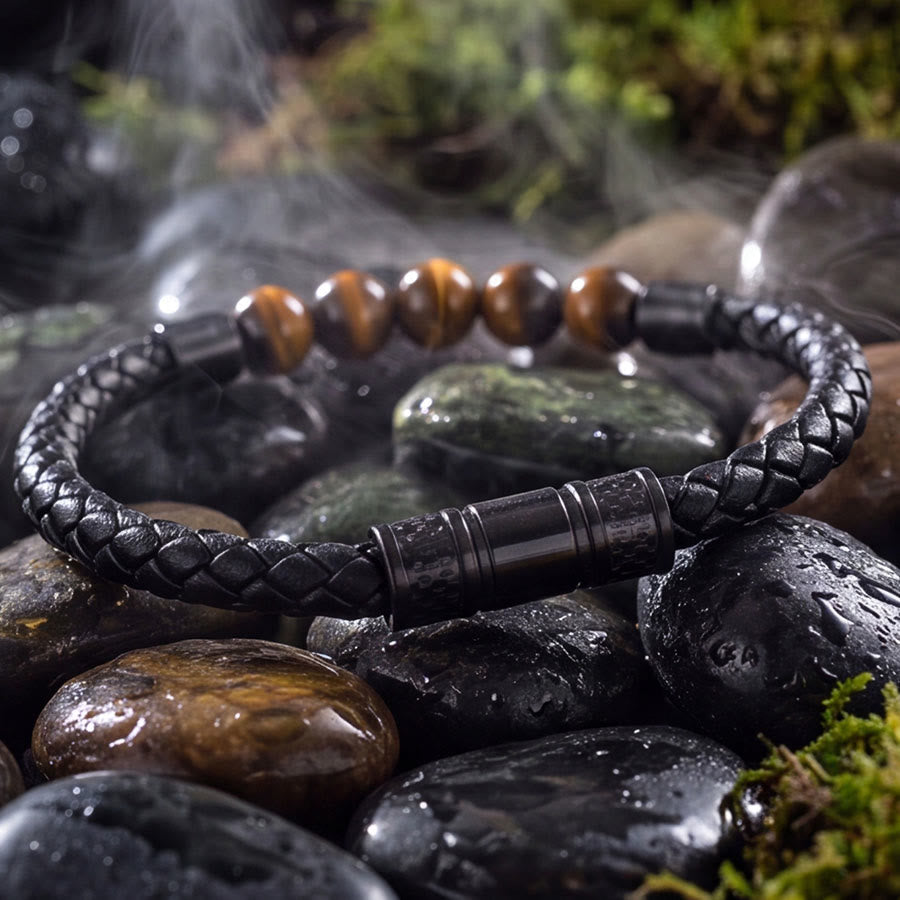 Olivenorma Tiger Eye Leather Woven Magnetic Clasp Minimal Luxury Bracelet - image 4