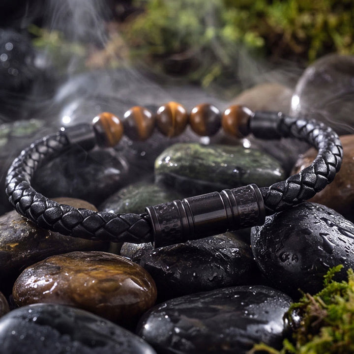 Olivenorma Tiger Eye Leather Woven Magnetic Clasp Minimal Luxury Bracelet - image 4