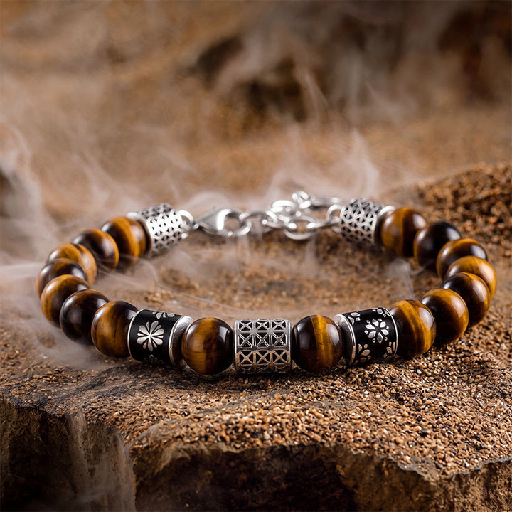Olivenorma Tiger Eye Stone Fashion Lucky Bead Unique Design Men Bracelet - Tiger Eye - 19+4cm - image 0