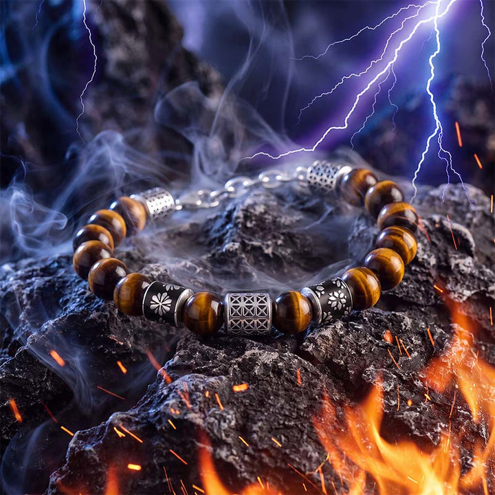 Olivenorma Tiger Eye Stone Fashion Lucky Bead Unique Design Men Bracelet - image 3