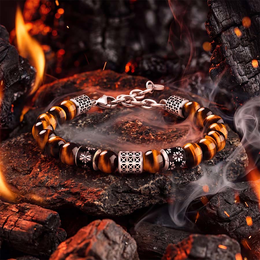 Olivenorma Tiger Eye Stone Fashion Lucky Bead Unique Design Men Bracelet - image 2