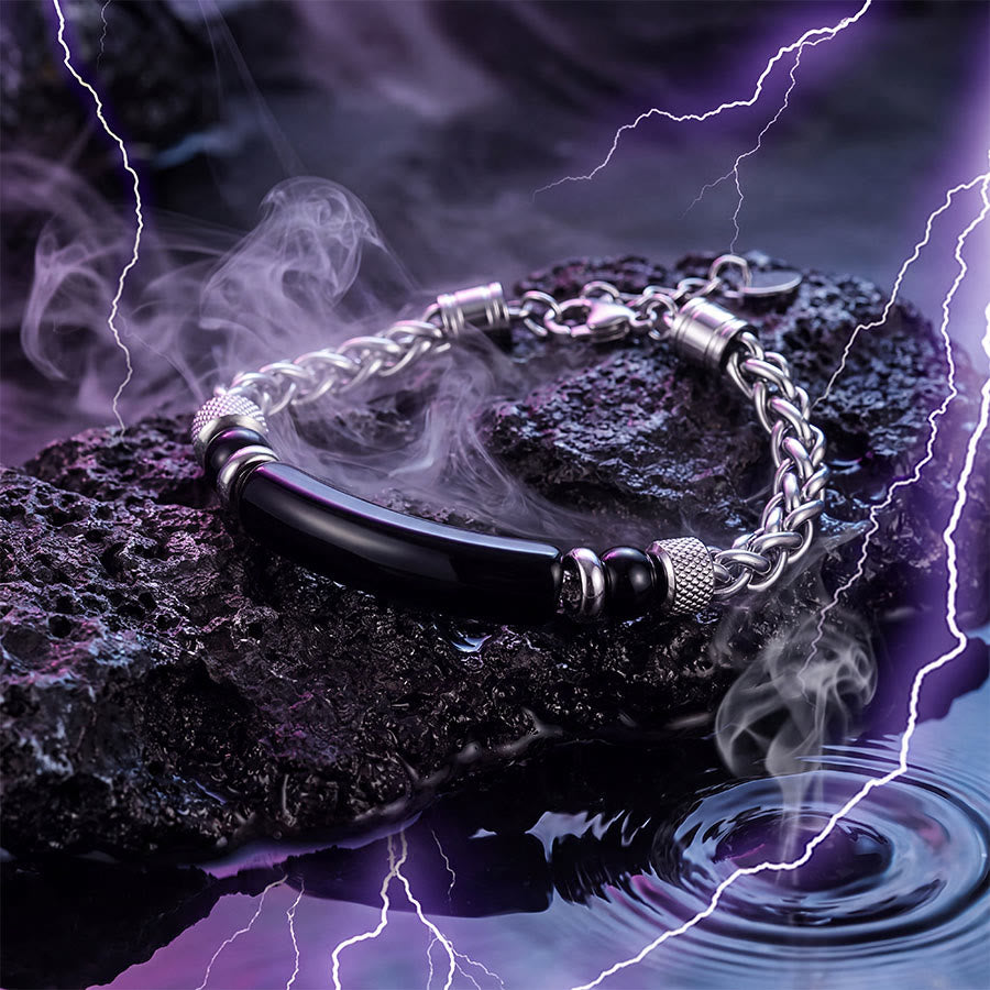 Olivenorma Natural Tiger Eye & Obsidian Mixed Chain Vintage Men Bracelet - image 8