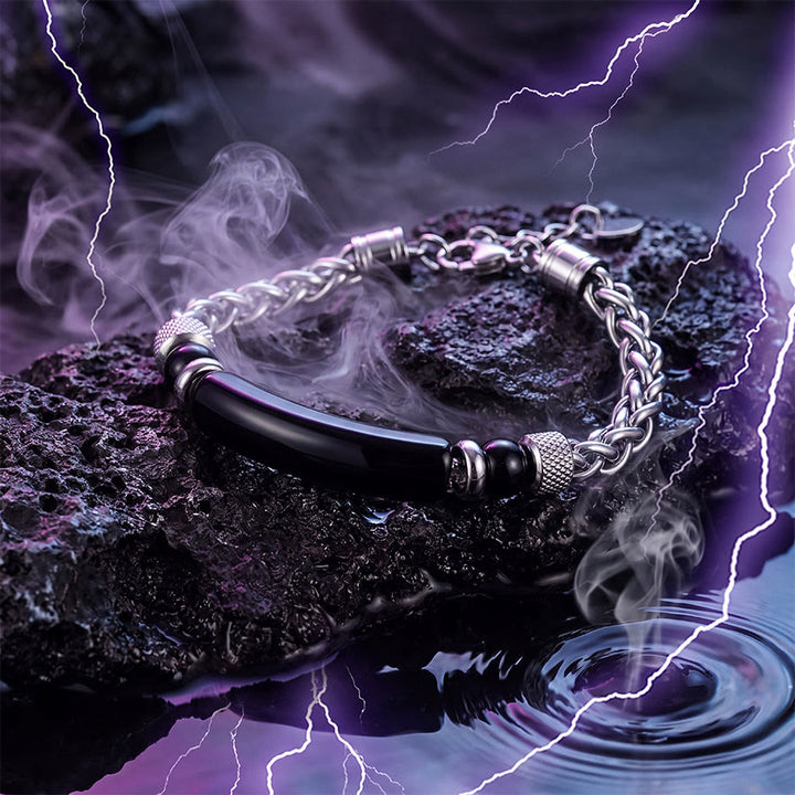 Olivenorma Natural Tiger Eye & Obsidian Mixed Chain Vintage Men Bracelet - image 8