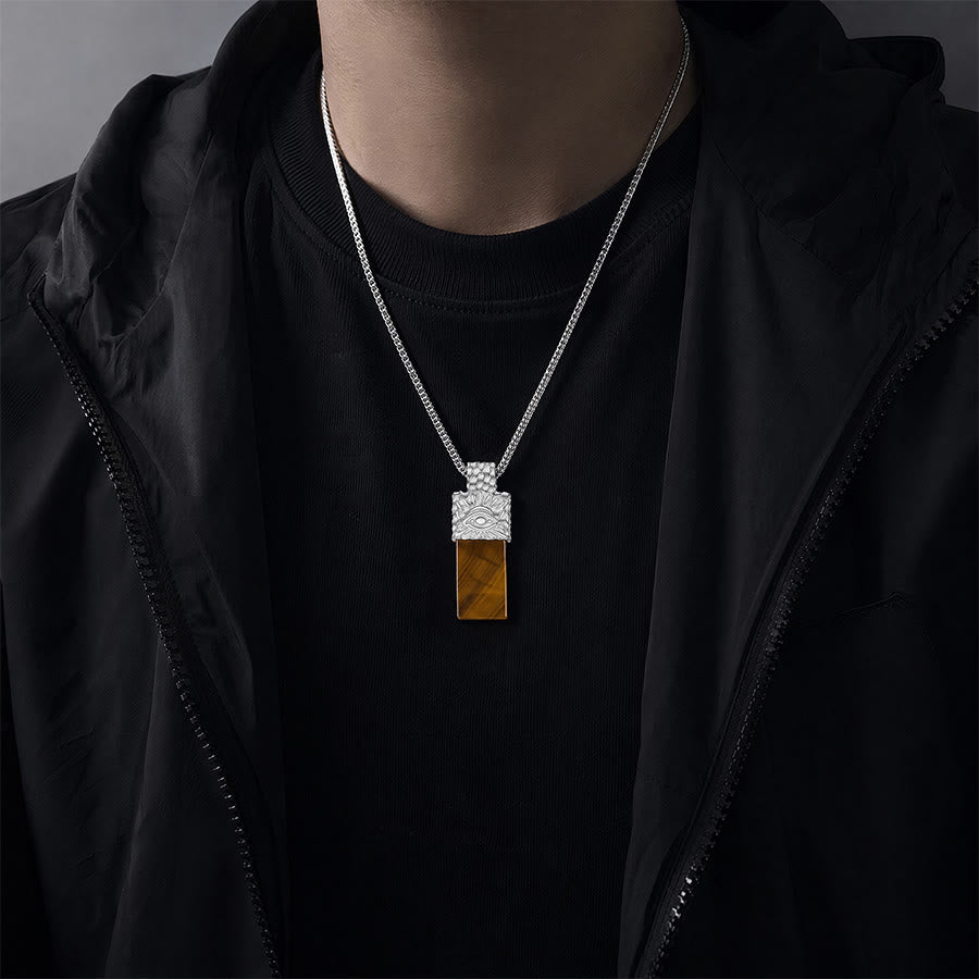 Olivenorma Tiger Eye & EYE OF HORUS SYMBOL Pendant Men Necklace - image 1