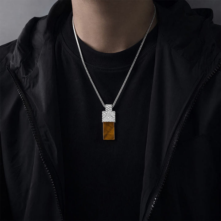Olivenorma Tiger Eye & EYE OF HORUS SYMBOL Pendant Men Necklace - image 1