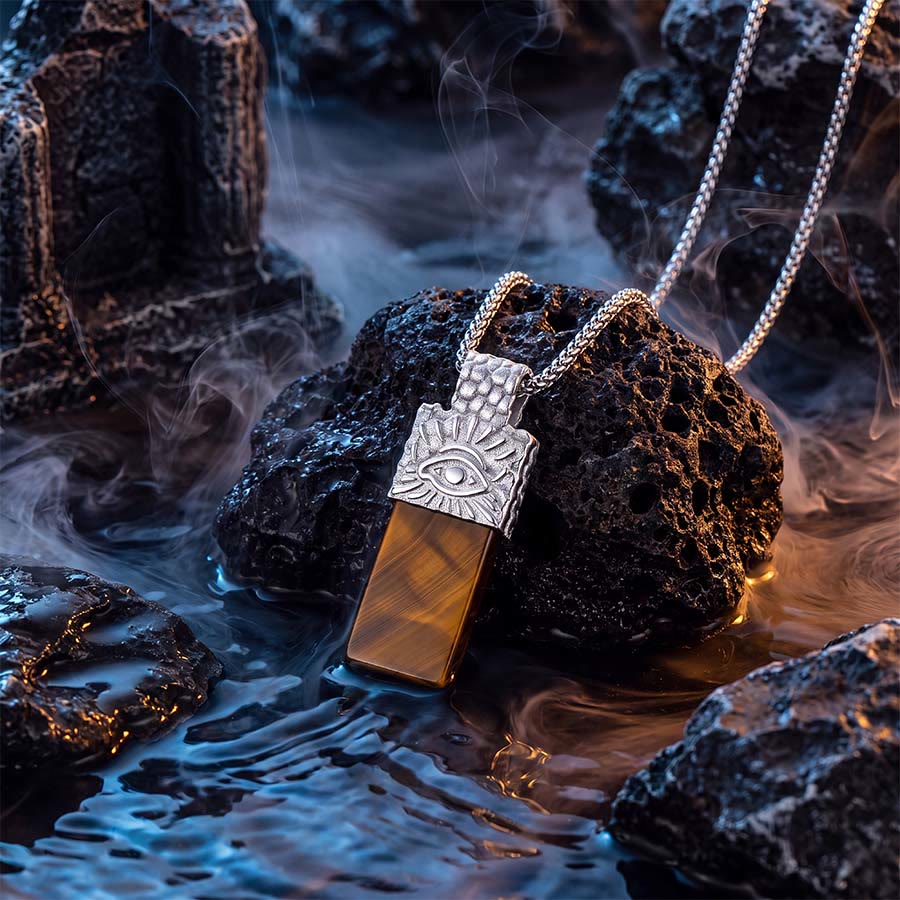 Olivenorma Tiger Eye & EYE OF HORUS SYMBOL Pendant Men Necklace - image 2