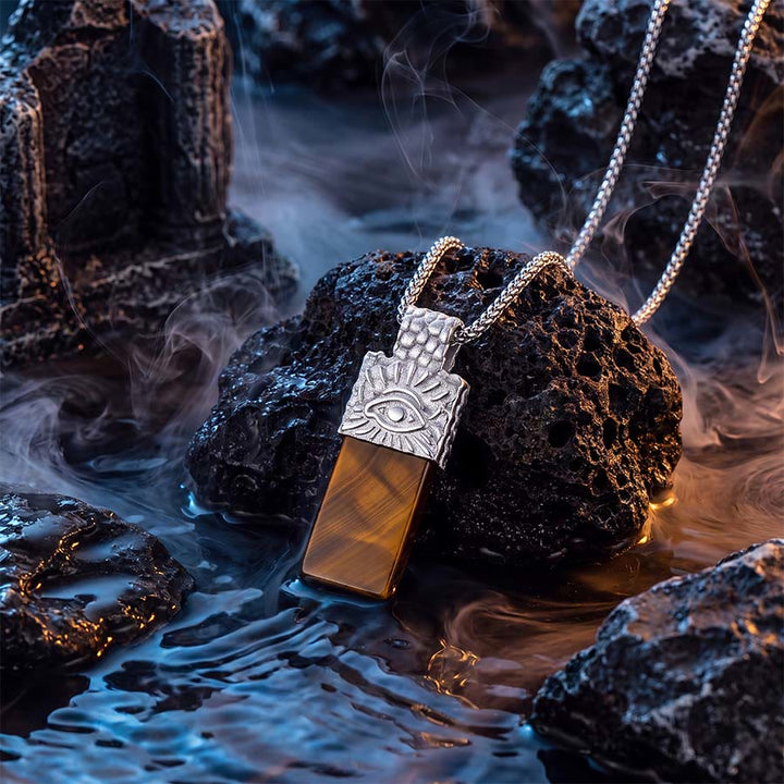 Olivenorma Tiger Eye & EYE OF HORUS SYMBOL Pendant Men Necklace - image 2