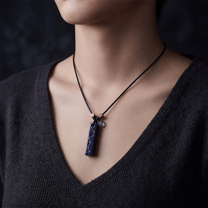 Olivenorma Blue Sandstone & Aquamarine Big Dipper Pendant Necklace - image 2