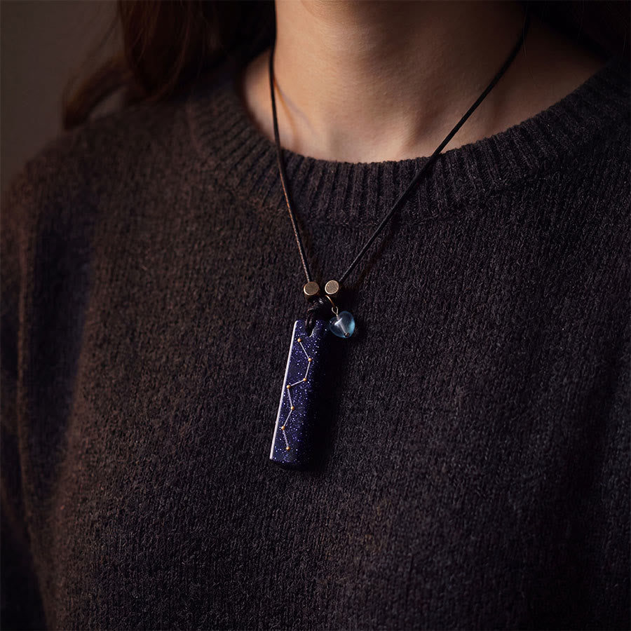 Olivenorma Blue Sandstone & Aquamarine Big Dipper Pendant Necklace - image 1