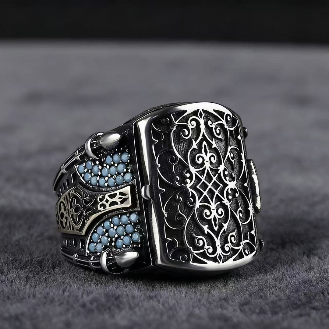 FREE Today: Turquoise Stones Vintage Flip Men Ring - US 12 - image 0