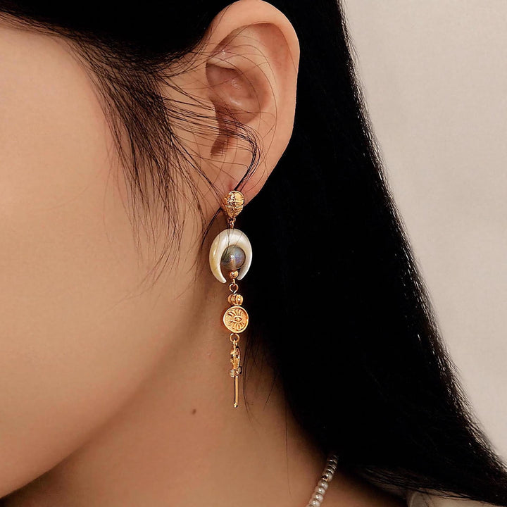 FREE Today: Mother-of-Pearl Crescent Ankh Earrings - image 1