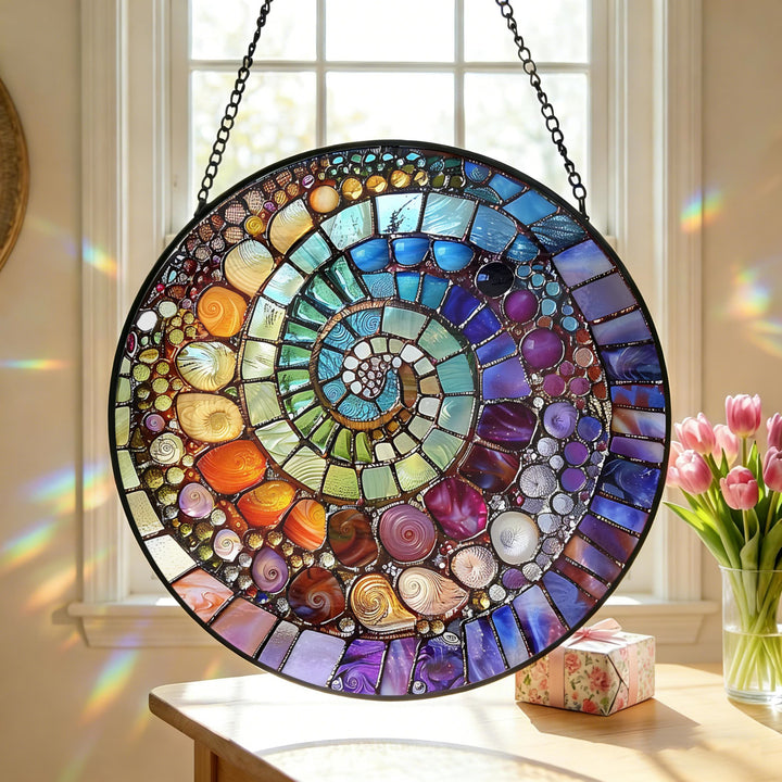 Olivenorma Rainbow Shell Stained Glass Sun Catcher - 30cm - image 0