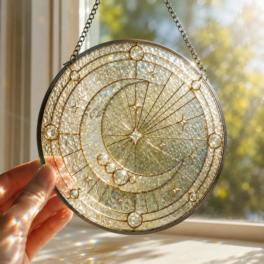 Olivenorma Crescent Moon Stained Glass Sun Catcher - 30cm - image 0