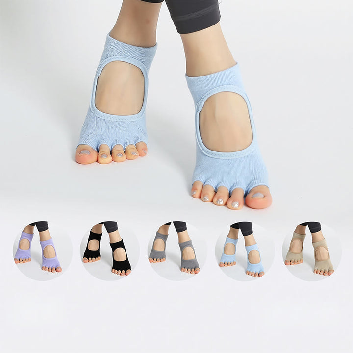 Olivenorma Ankle Open-Five-Toe Sport Women's Yoga Socks - Light Blue - 10 Pairs - image 9
