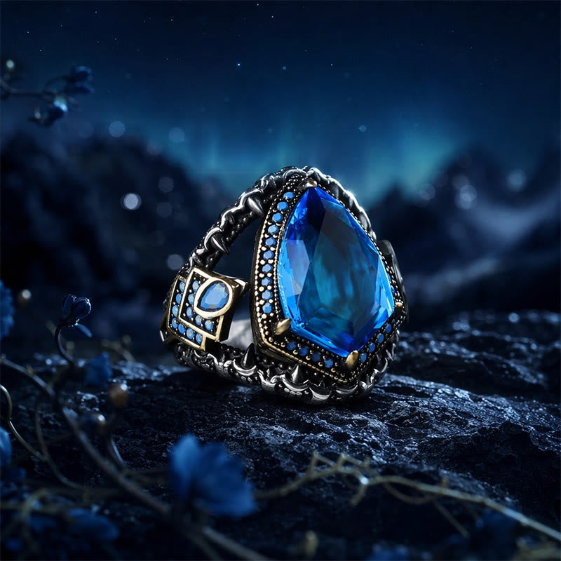 FREE Today: Blue Aquamarine Stone Shield of Midgard Ring - image 9