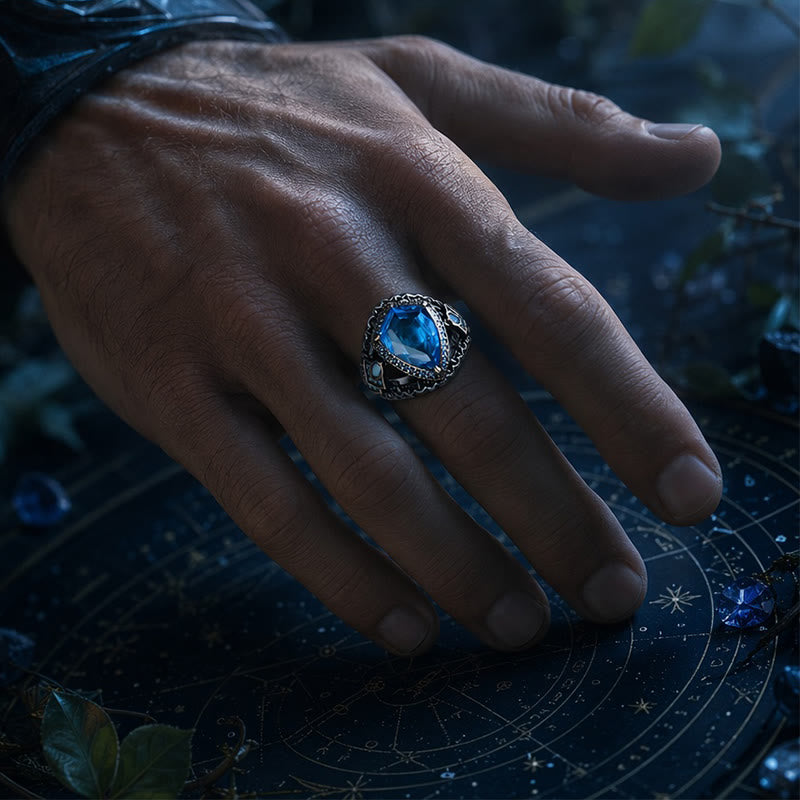 FREE Today: Blue Aquamarine Stone Shield of Midgard Ring - image 3