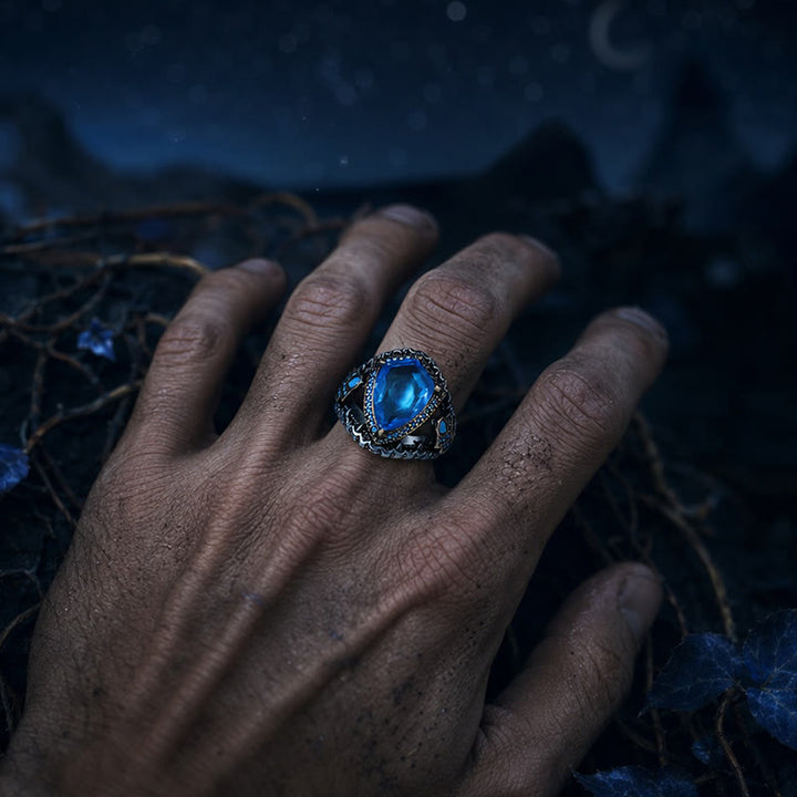 FREE Today: Blue Aquamarine Stone Shield of Midgard Ring - image 1