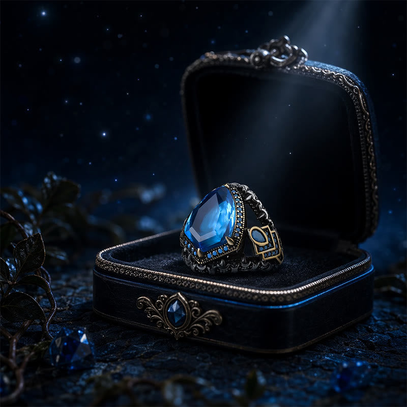 FREE Today: Blue Aquamarine Stone Shield of Midgard Ring - image 4