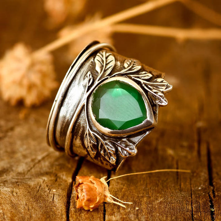 FREE Today: Boho Teardrop Green Onyx Leaves Ring - image 2