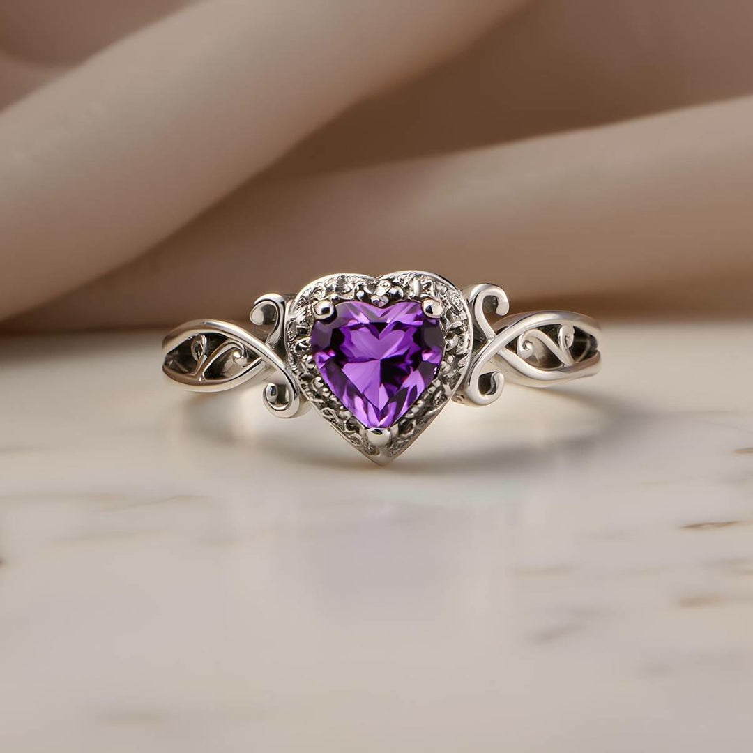 FREE Today: Heart Cut Purple Zirconia Bridal Engagement Ring - image 3