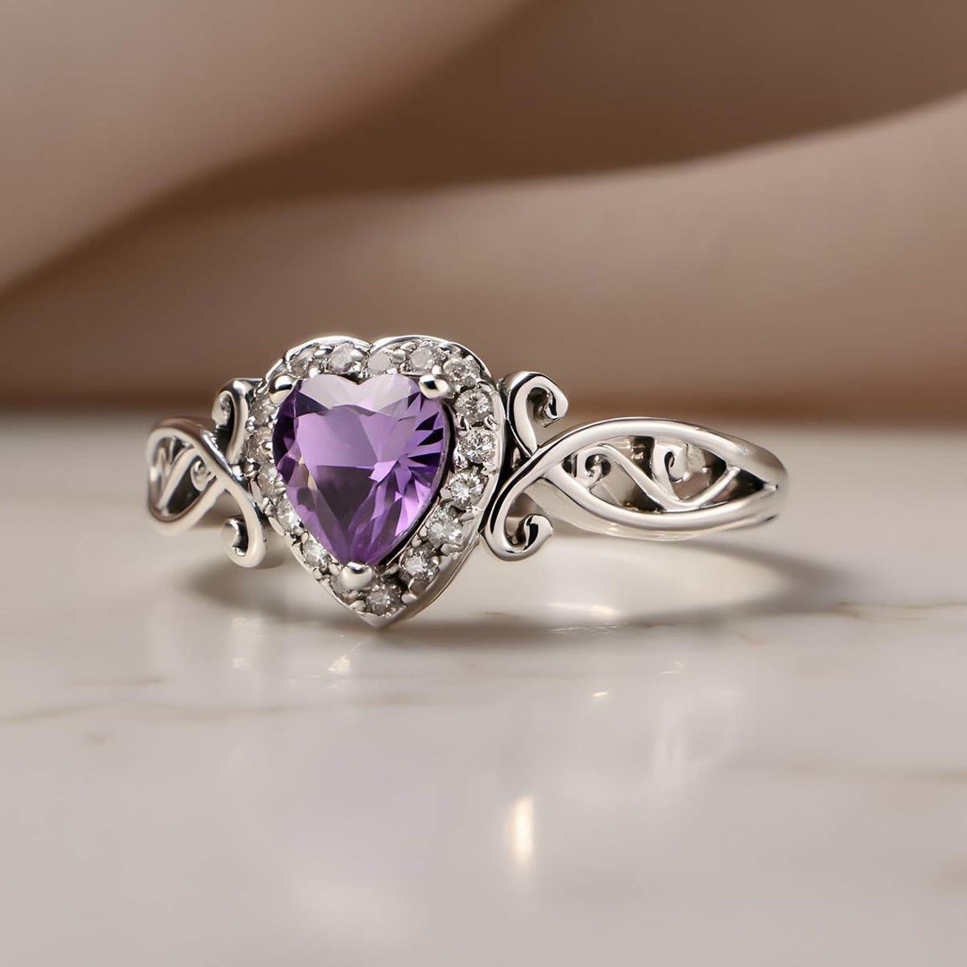 FREE Today: Heart Cut Purple Zirconia Bridal Engagement Ring - image 1