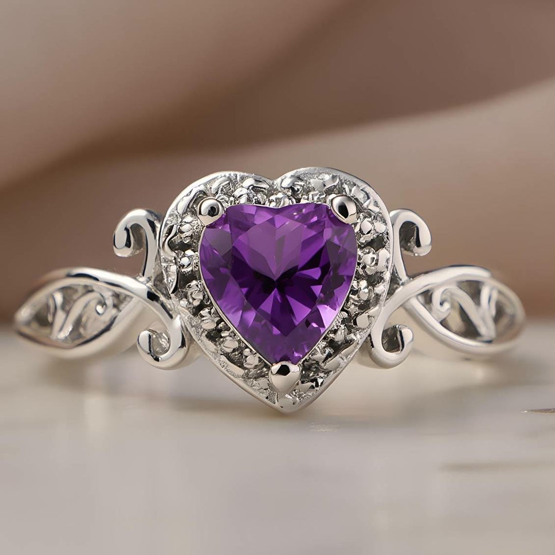 FREE Today: Heart Cut Purple Zirconia Bridal Engagement Ring - US 10 - image 0