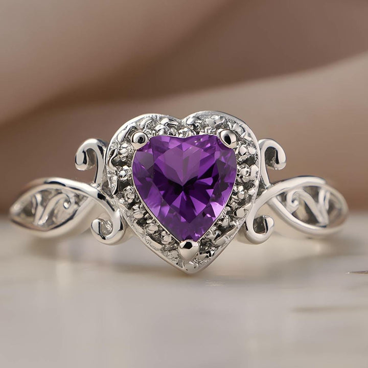FREE Today: Heart Cut Purple Zirconia Bridal Engagement Ring - US 10 - image 0