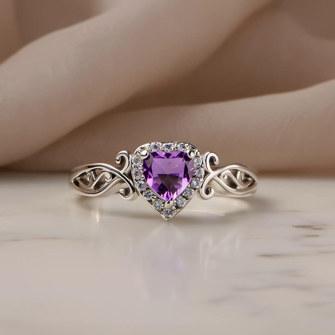 FREE Today: Heart Cut Purple Zirconia Bridal Engagement Ring - image 6
