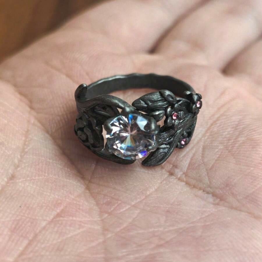 FREE Today: Black Cherry Blossom Flower Branch Engagement Ring - image 3