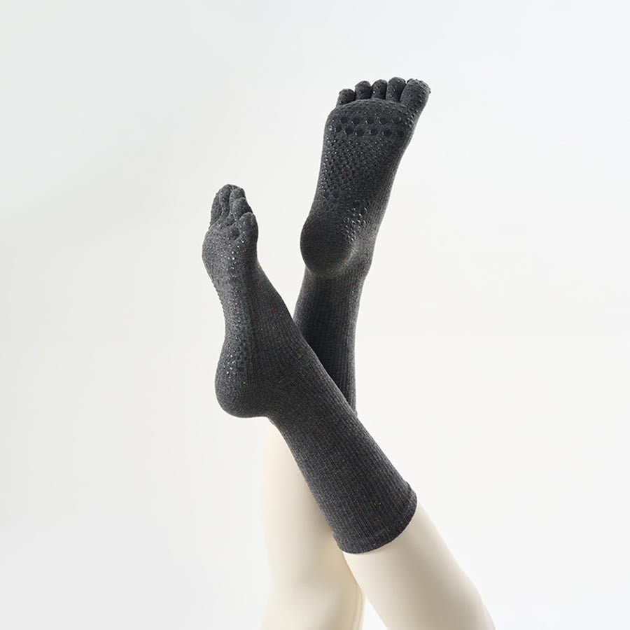 Olivenorma Crew Five-Toe Sport Women's Yoga Socks - Dark Grey - 10 Pairs - image 14