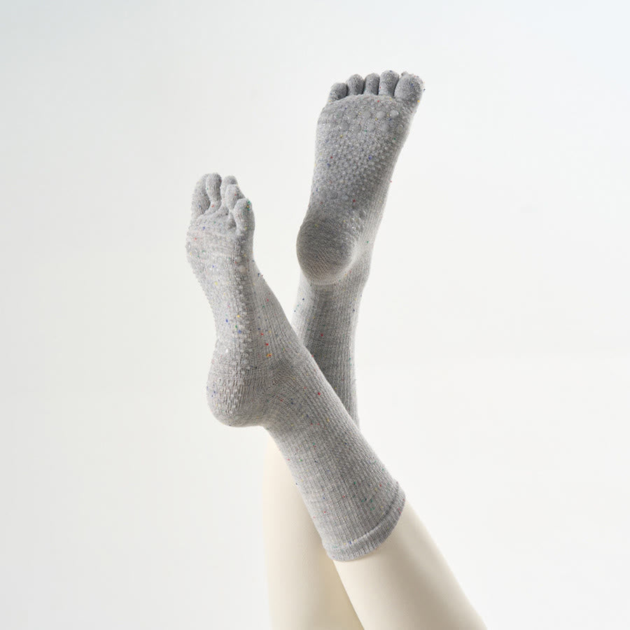 Olivenorma Crew Five-Toe Sport Women's Yoga Socks - Light Grey - 10 Pairs - image 11