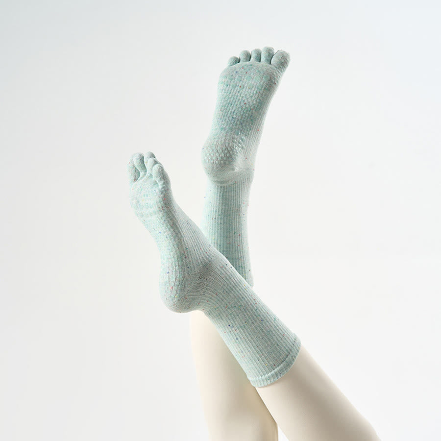 Olivenorma Crew Five-Toe Sport Women's Yoga Socks - Cyan - 10 Pairs - image 2