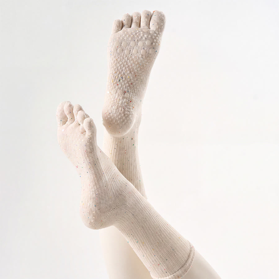 Olivenorma Crew Five-Toe Sport Women's Yoga Socks - Off-white - 10 Pairs - image 17
