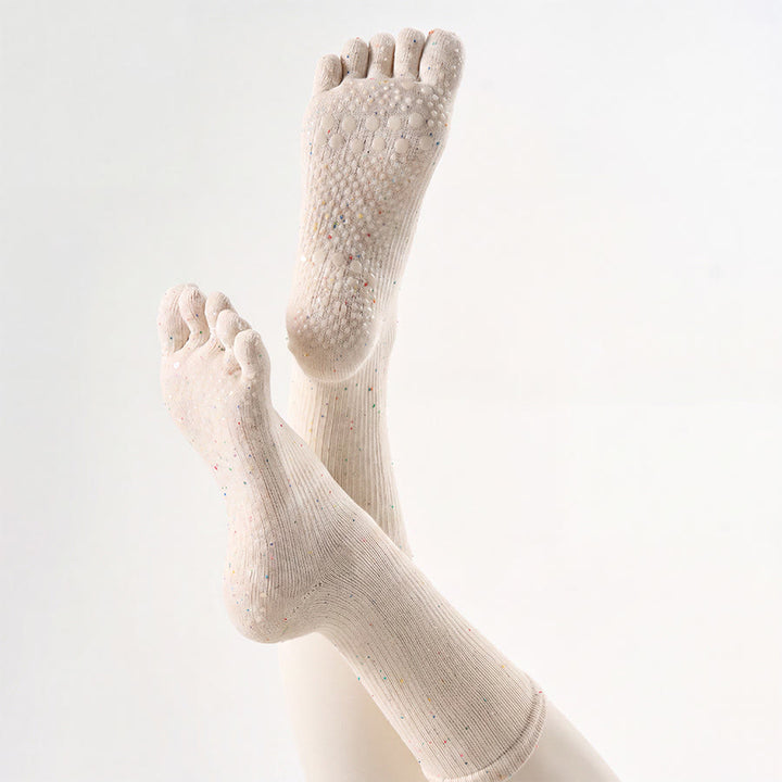 Olivenorma Crew Five-Toe Sport Women's Yoga Socks - Off-white - 10 Pairs - image 17