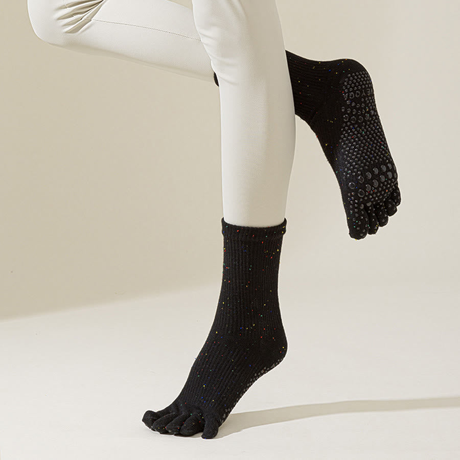 Olivenorma Crew Five-Toe Sport Women's Yoga Socks - Black - 10 Pairs - image 16