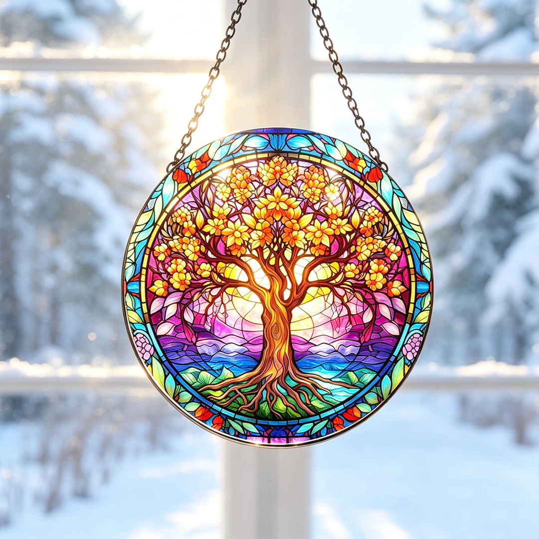 Olivenorma Autumn Tree Of Life Stained Glass Sun Catcher - image 1