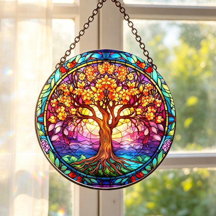 Olivenorma Autumn Tree Of Life Stained Glass Sun Catcher - image 2