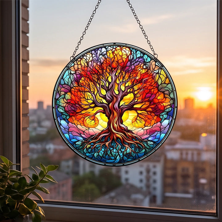 Olivenorma Sunset Glow Tree Of Life Stained Glass Sun Catcher - image 2