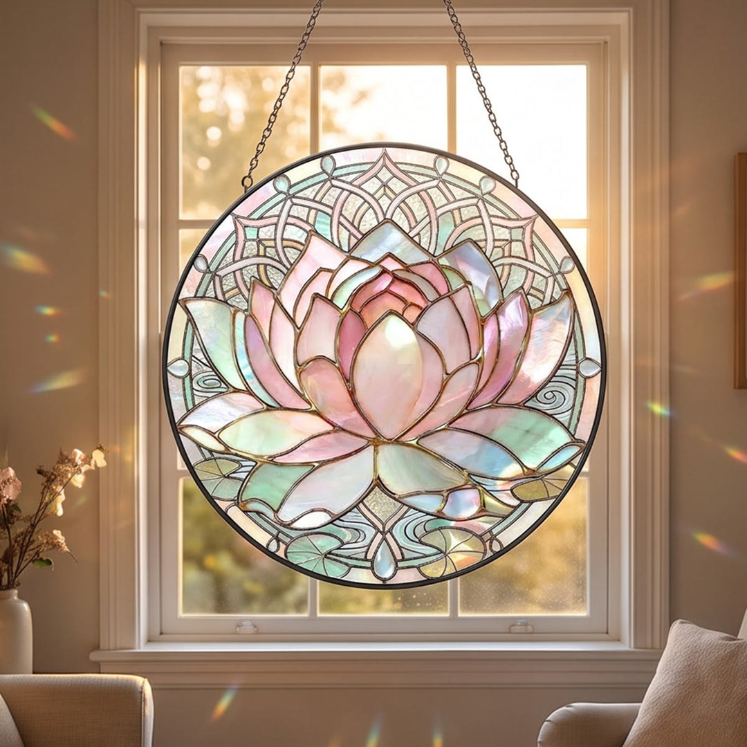 Olivenorma Lotus Flower Stained Glass Sun Catcher - image 1