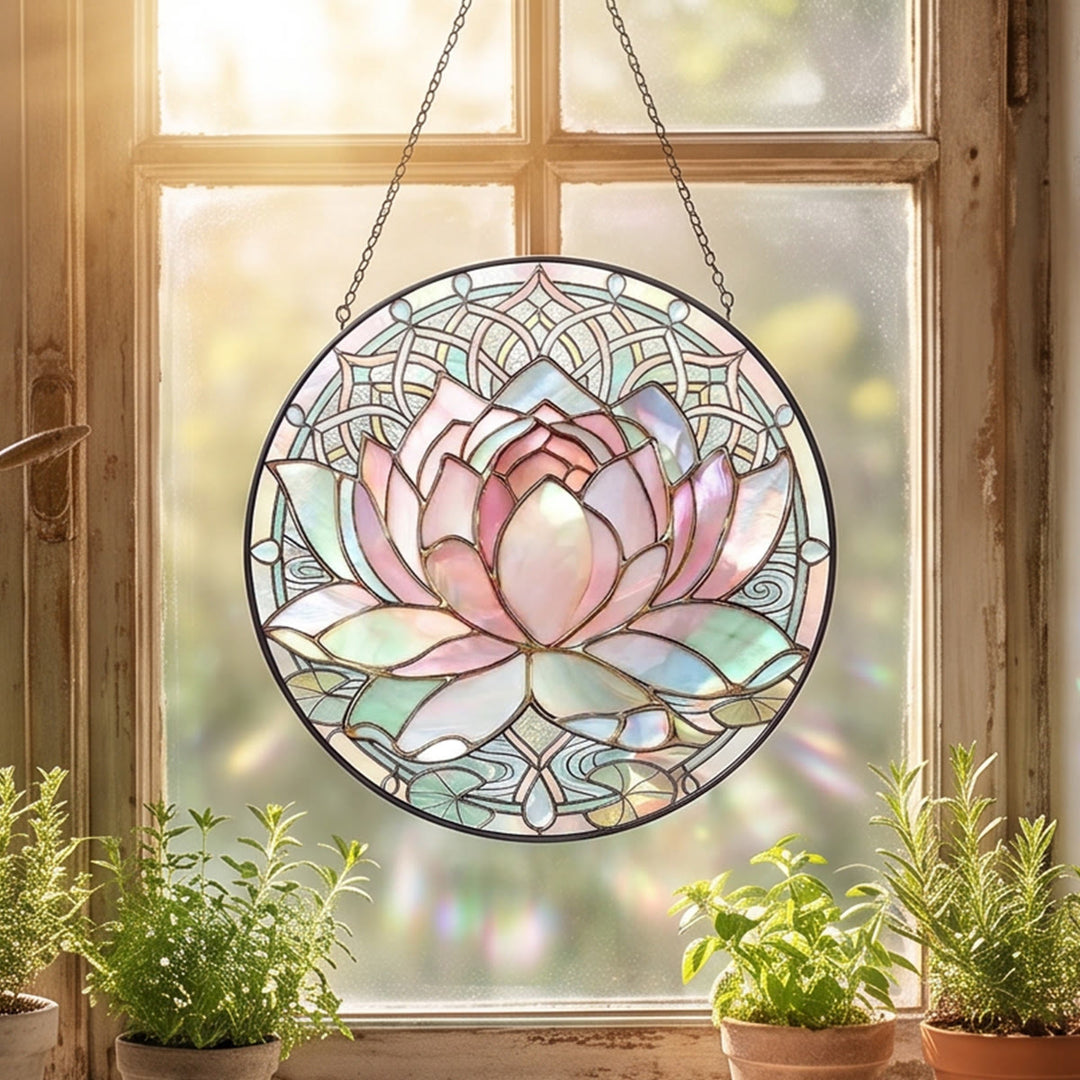 Olivenorma Lotus Flower Stained Glass Sun Catcher - image 3