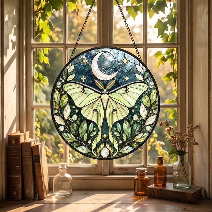 Olivenorma Luna Moth Stained Glass Sun Catcher - image 2
