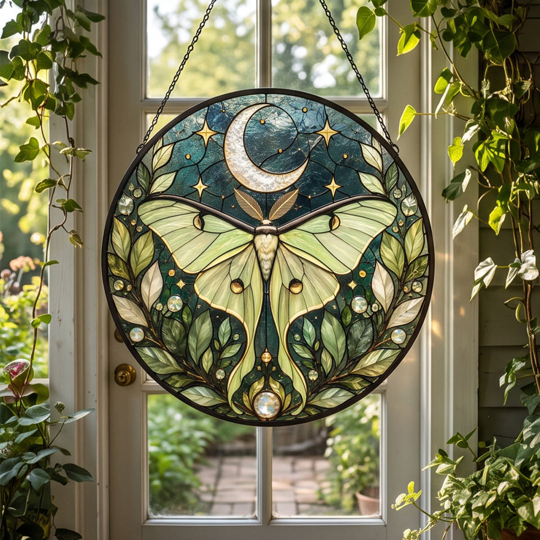 Olivenorma Luna Moth Stained Glass Sun Catcher - image 3