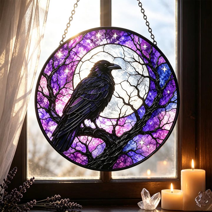 Olivenorma Raven Moon Stained Glass Sun Catcher - image 2
