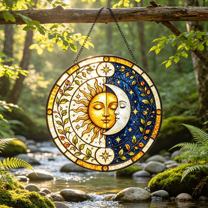 Olivenorma Sun Moon Stained Glass Sun Catcher - image 3