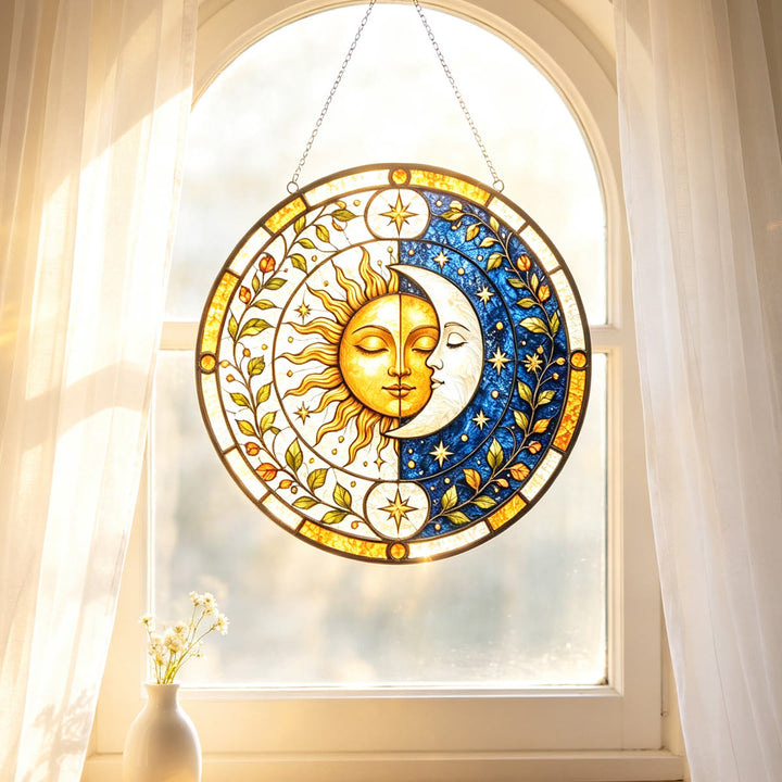 Olivenorma Sun Moon Stained Glass Sun Catcher - image 2