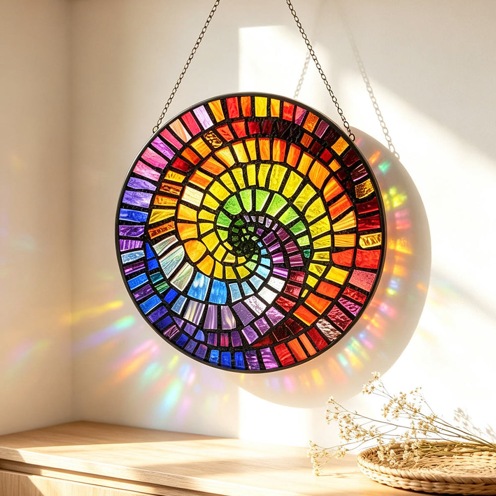 Olivenorma Abstract Rainbow Shell Stained Glass Sun Catcher - image 1